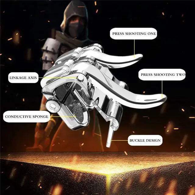 Alt view image 4 of 5 - Game Controller Gamepad Claw Phone Aim Controller Triggers Joystick Gamepad Android IOS Joypad Fire Button Game for PUBG