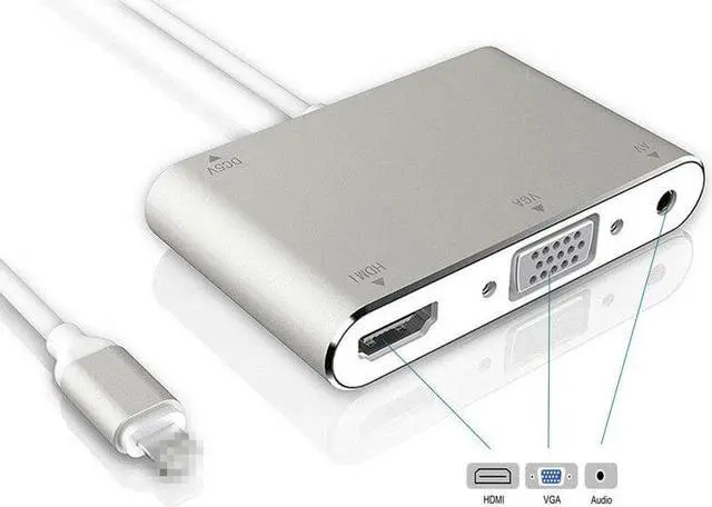 Alt view image 2 of 5 - 4 in 1 Digital Audio Video HDTV Converter For iPhone to VGA AV Adapter For iPhone 11Pro Max XR XS 8 7 For iPad Air/mini/pro