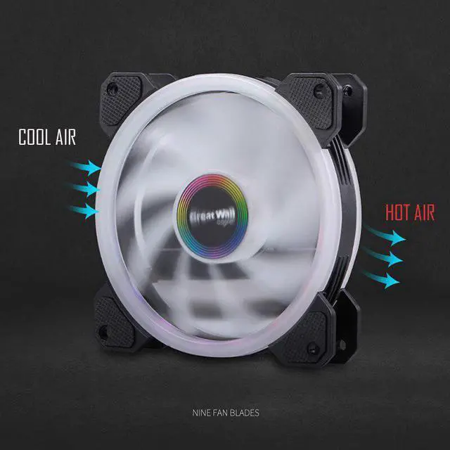Alt view image 2 of 5 - PC Case Cooler Fan 120mm RGB Mute Adjustable LED 12V With RF Remote Controller Cooler Fan RGB Computer Cooling Fan