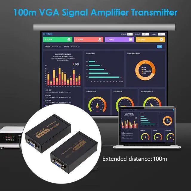 Alt view image 4 of 5 - 100M 328ft VGA Video Audio Extender Over Single RJ45 CAT5e/6 1080P Network Extension adpater Lightning protection
