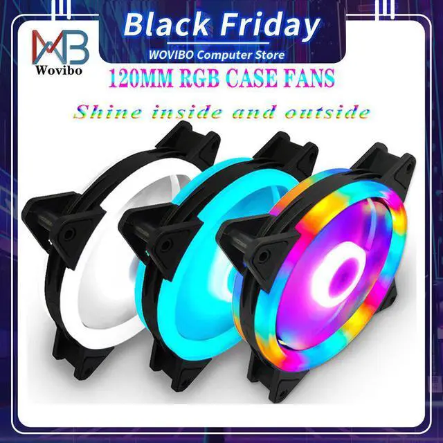 Main image of Case Fan Cooling Fans 120mm 3pin Colorful  Blue Red White Fluid Bearing LED Computer Cooling Fan Radiator Ventilador