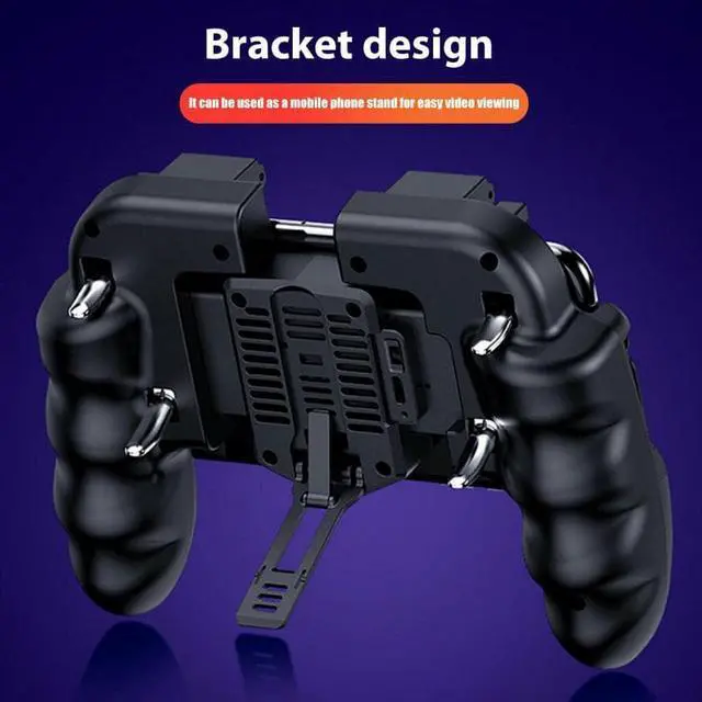 Alt view image 2 of 5 - Trigger Gamepad PUBG 6 Finger Control Cooling Game Controller With Cool Fan Cooler Phone Bracket For IOS Android