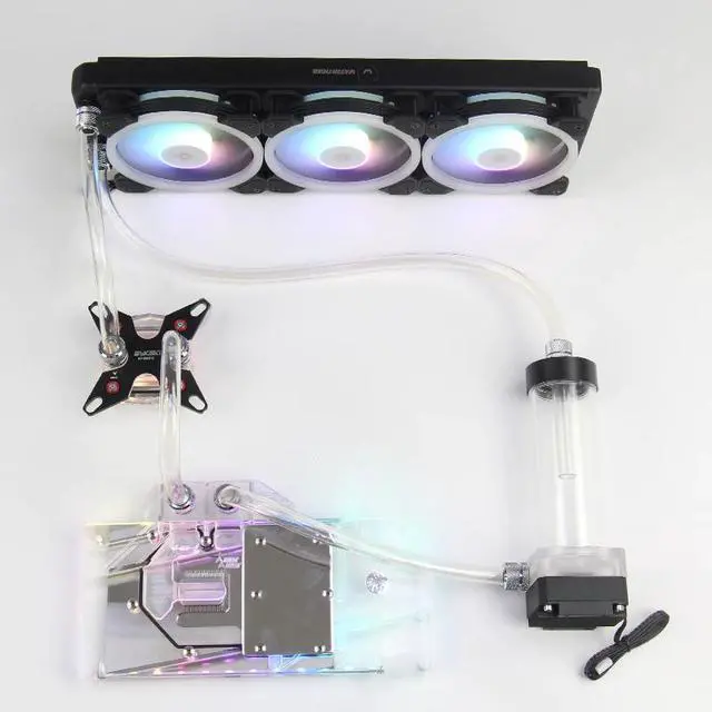Alt view image 5 of 5 - custom desktop computer split CPU water cooling hose set graphics card water cooling radiator RGB lamp