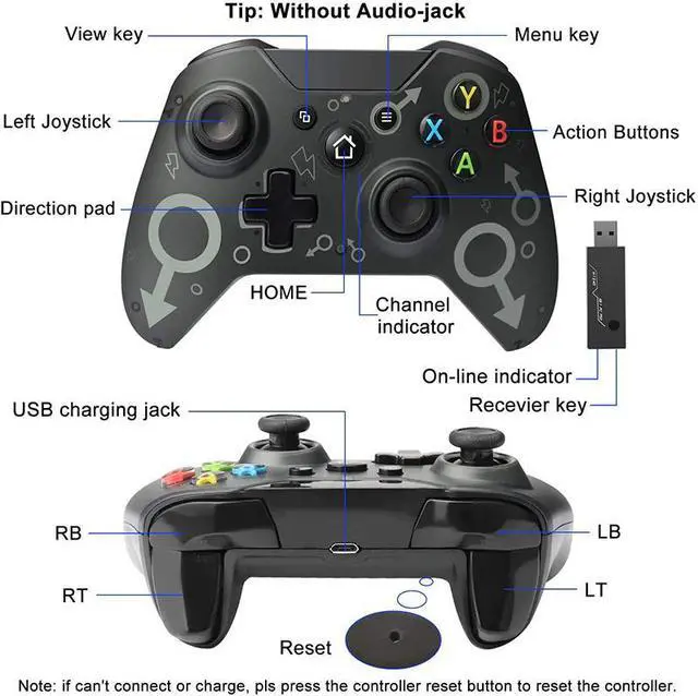 Alt view image 5 of 5 - 2.4G Wireless Controller For Xbox One Console For PC For Android Smartphone Gamepad Joystick For Xbox One Wireless Controller