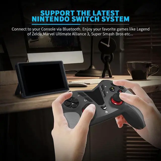 Alt view image 4 of 5 - Pro Game Controller for Nintendo Switch Bluetooth Switch Gamepad Supports 6-Axis Gyroscope 3 Gears Vibration