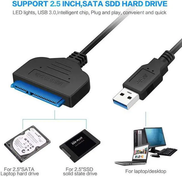 Alt view image 3 of 5 - 5 Gbit/s USB 3.0 to 2.5" SATA III Hard Drive Adapter Cable UASP -SATA to USB 3.0 Converter