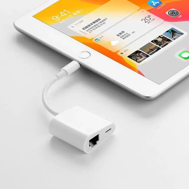 Alt view image 5 of 5 - Lightn-ing To Ethernet Function Adapter For iPhone iPad iPod Touch Device Switch To Wired Network Fast Charging Converter