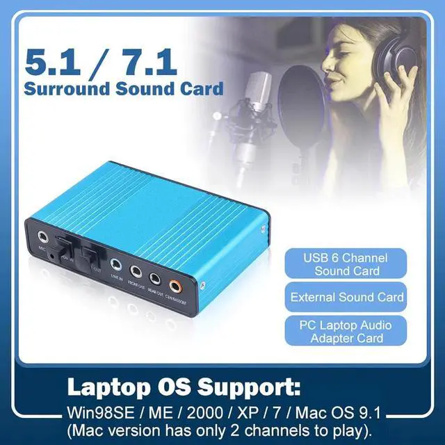 Alt view image 5 of 5 - USB 2.0 Sound Card 6 Channel 5.1 Optical External Audio Card SPDIF Controller CM6206 Chipset for Laptop Desktop Tablet