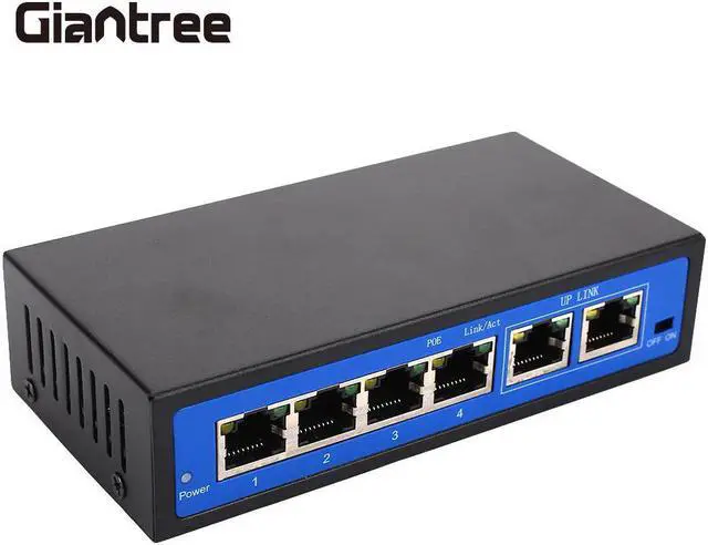 Alt view image 4 of 5 - Ethernet Switch 4 Injector Camera Universal Switch 10/100 Mbps Home Network Switches Router 4+2 Ports