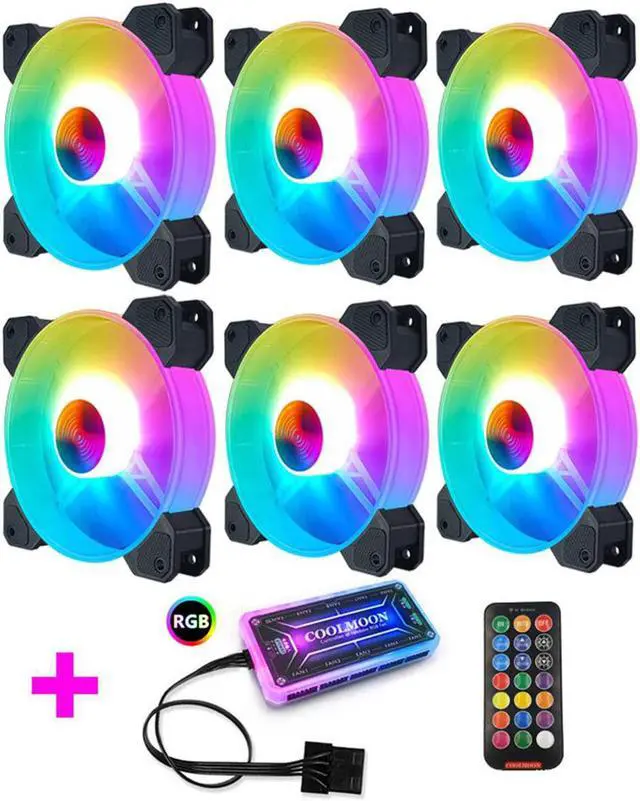 Alt view image 2 of 5 - 6pcs RGB Adjust LED Fan Cooler 120mm Cooling Fan PC Computer Case Fan Heatsink Silent For Gaming Case Cooler Fan With Controller