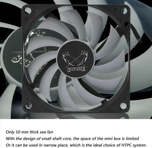 Alt view image 4 of 5 - 8cm Computer PC Case Thin Fan 4 Pin 3000RPM Speed Temperature ?Control PWM Heatsink Computer Case Fan