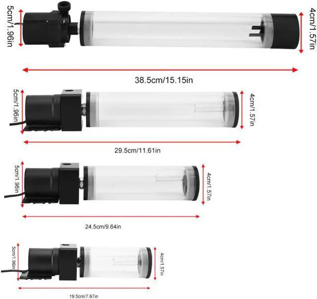 Alt view image 4 of 5 - Water Cooling Acrylic Computer DIY Water Cooling Tank Cylinder Reservoir 19W Pump G1/4 for S600 refrigeracion liquida pc