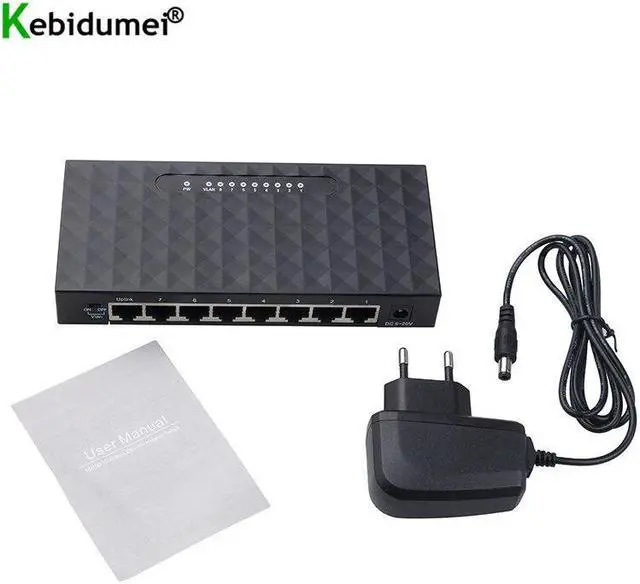 Alt view image 4 of 5 - 10/100/1000Mbps 8 Port Gigabit Network Switch Gigabit Ethernet Network Switcher RJ45 Lan Hub High Performance Ethernet EU Plug