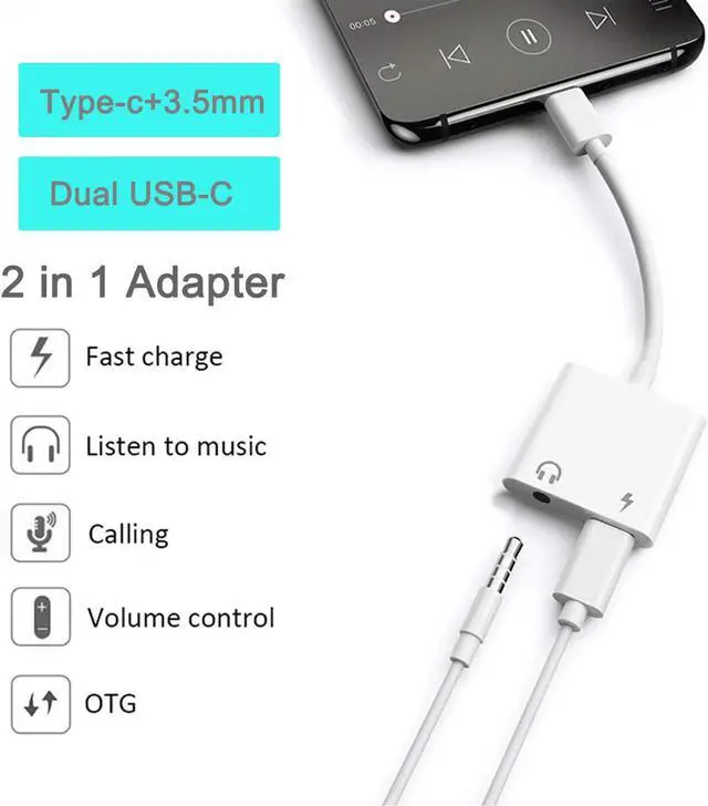 Alt view image 2 of 5 - Type C Sound Card Audio Adapter Type-C to 3.5mm Jack Earphone Audio Converter Cable for  for Phone Macbook PC Laptop