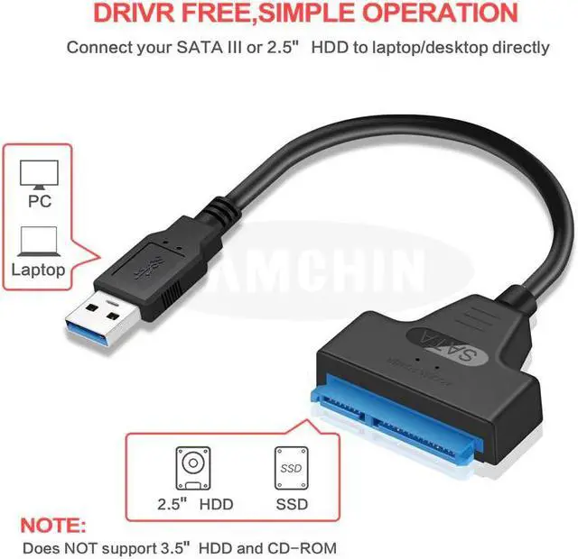 Alt view image 3 of 5 - USB Cable To USB 3.0 Adapter Suport 2.5 Inches External SSD HDD Hard Drive 22 Pin III Cable USB 3.0 Adapter