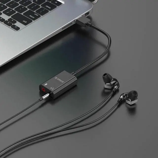 Alt view image 2 of 5 - Portable USB External Sound Card USB to 3.5mm Headset Mic Earphone 2 in 1 Microphone Earphone Adapter for PC  Drive