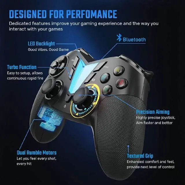 Alt view image 4 of 5 - iFYOO Bluetooth Wireless Controller, for iOS 13.4/iPhone/Android/PC Steam/PS4 Console,for Call of Duty, Apple Arcade, MFI Games