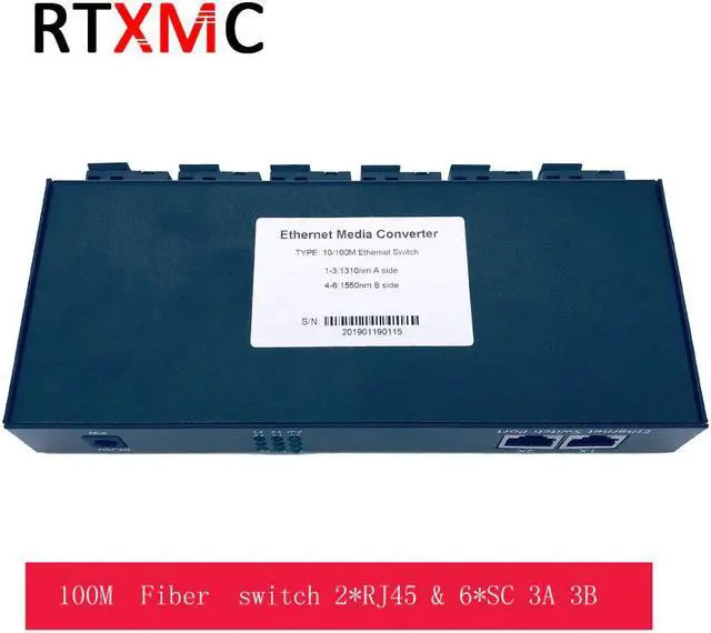 Alt view image 5 of 5 - 10/100M Fast Ethernet switch Convert 25KM Fiber Optical Media Converter Single Mode 2*RJ45 & 6*SC 3A3B fast fiber Switch 6 ports