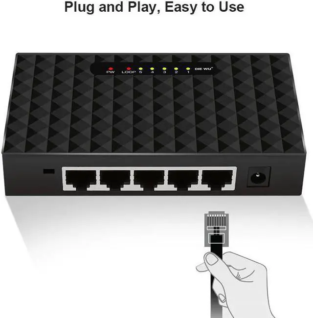 Alt view image 4 of 5 - 5 Port Gigabit Network Switchs Desktop Switch 10/100/1000Mbps Fast Ethernet Network Switch LAN Full/Half duplex Exchange