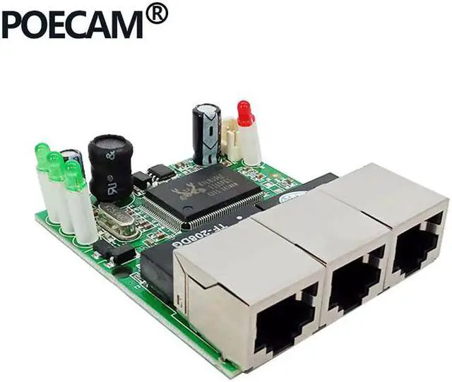 Alt view image 4 of 5 - Realtek RTL8306E chipset 90/180 Degree RJ45 3 port Mini Ethernet Switch Board factory accept OEM ODM network switches pcb