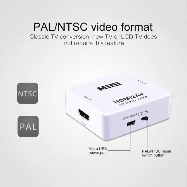 Alt view image 3 of 5 - TO AV Scaler Adapter HD Video Converter Box  To RCA AV/CVSB L/R Video 1080P 2AV Support NTSC PAL for Notebook