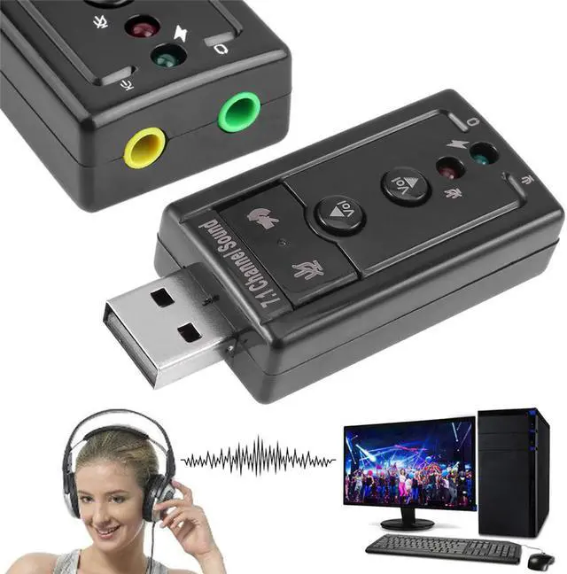 Main image of Headset Supports 3D Sound 7.1 External USB Sound Card Audio Adapter AUX Headphone Microphone Converter