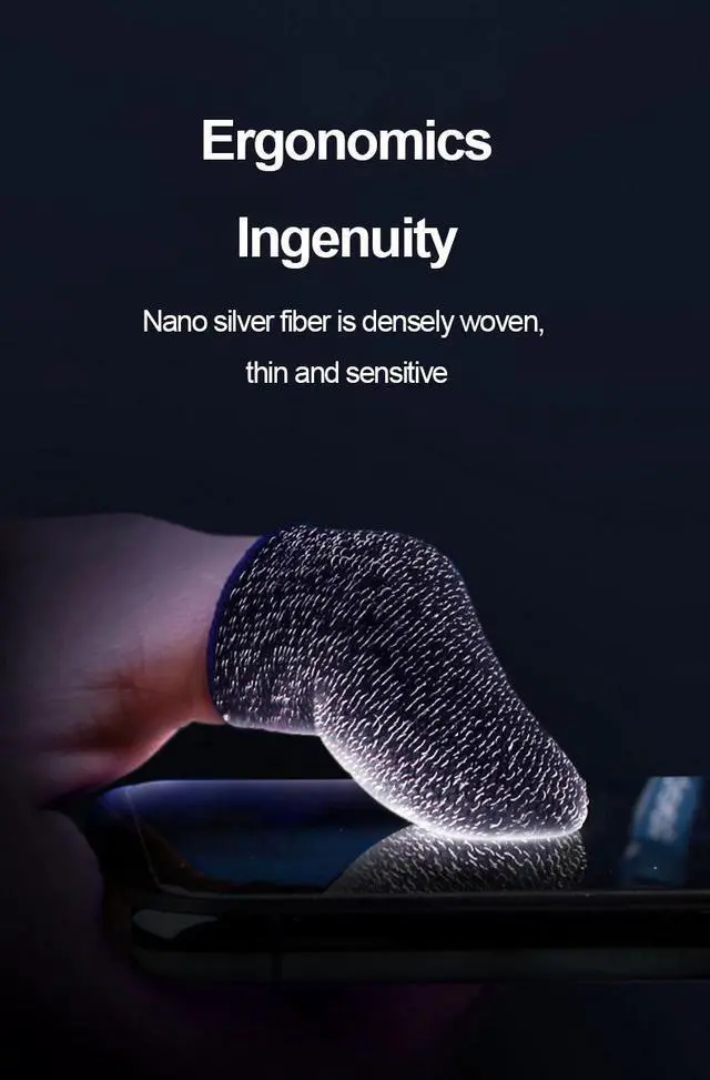 Alt view image 2 of 5 - 1 Pair Finger Cover Gaming Breathable Sweat Proof Game Controller Finger Sleeve PUBG COD Assist Artifact Gaming Gloves Anti-slip