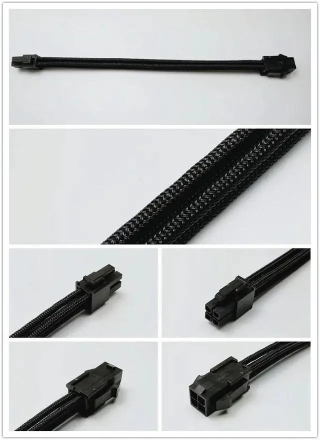 Alt view image 5 of 5 - ATX EPS CPU 4PIN Female to Male 18AWG PSU Extension Power Cord/Cable with Red/Light Blue/Blue/White/Black/Green Sleeving