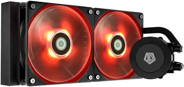 Alt view image 2 of 5 - CPU Water Cooler 120mm 4 Pin 2 Heat-pipes Integrated Cooling Radiator Heatsink 2 Fan for LGA 1200/2011/AMD/AM4