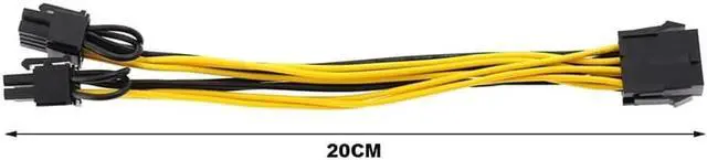 Alt view image 3 of 5 - 20CM pc power supply CPU Molex 8 pin to 2 PCI-e 8 (6+2) pin pci express graphics card connectors internal cable Power splitters