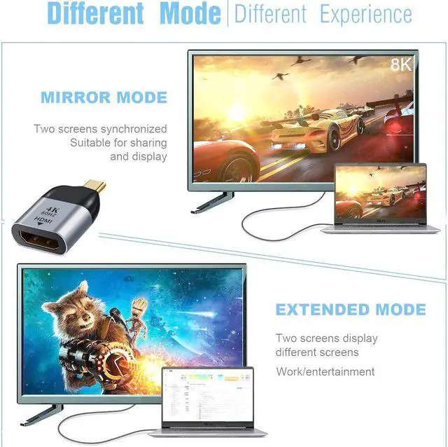 Alt view image 5 of 5 - Type C to 4K VGA DisplayPort1.4 mini DP Cable Adapter RJ45 Lan Ethernet Converter for MacBook Pro HUAWEI C Adapter