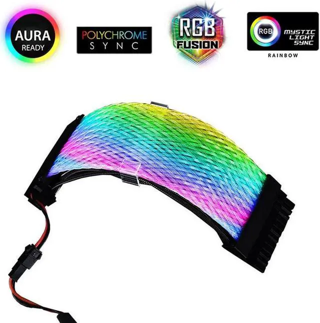 Alt view image 2 of 5 - Case Accessory 24 Pin Net Type  RGB Light Cord Sync Power Extension Cable