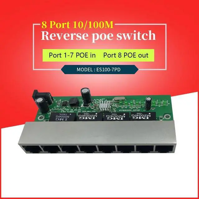 Main image of solution 8 reverse switch pcb board  8 port 10/100M Ethernet reverse poe switch product upgrade