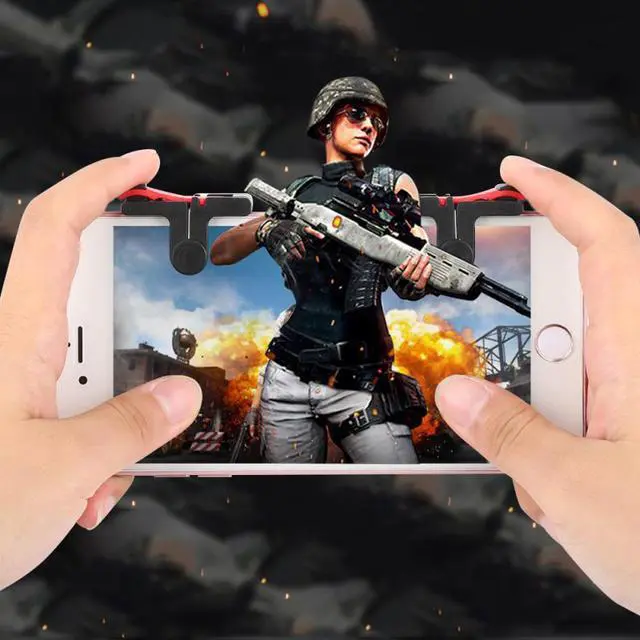 Alt view image 6 of 6 - Mobile Phone Game Pad Shooter Controller Aim Fire Shot Button Trigger Handle Gaming Key Joystick for iPhone Xiaomi PUBG