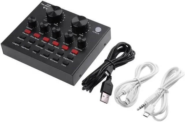 Alt view image 4 of 7 - Live Broadcast Headset Microphone Sound Card Singing External USB For Mobile Home Voice Chat Karaoke KTV Computer Recording