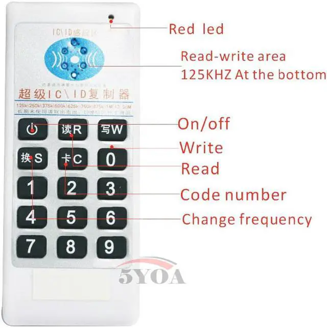 Alt view image 2 of 4 - Handheld 125Khz-13.56MHZ frequency access RFID ID IC Card Duplicator Reader Write Copier + 5pcs 125KHZ EM4305 tags
