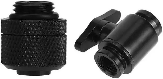 Alt view image 2 of 5 - 2Pcs Water Cooling Fittings G1/4 External Thread Pagoda Black & 1x G1/4 Vent Valve Aluminum Handle Double Inner Teeth Water Ball