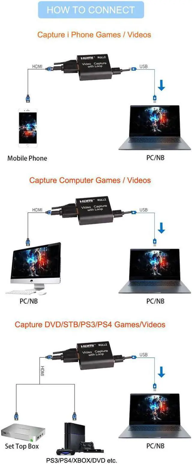 Alt view image 2 of 5 - 2.0 3.0 4K Loop Out Audio Video Capture Card  Recording Box Mic In Phone Game Live Streaming for Switch PS4 DVD Camera