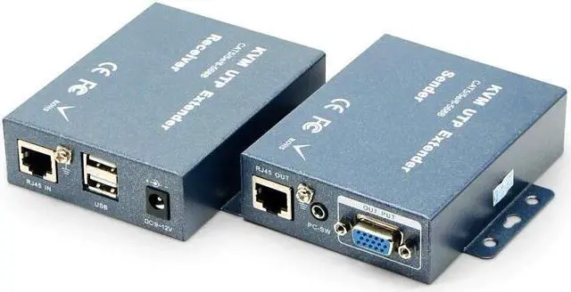 Alt view image 5 of 5 - 300M USB 2.0 VGA KVM Extender Over CAT5 CAT5e CAT6 RJ45 Cable 1000ft VGA Video Transmitter Receiver With 3.5 mm Audio & Loop Out