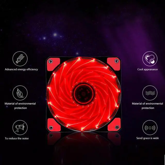 Alt view image 4 of 5 - 120mm LED Ultra Computer Cooler Silent Computer PC Case Fan 15 LEDs 12V With Rubber Quiet Connector Easy Installed Fan
