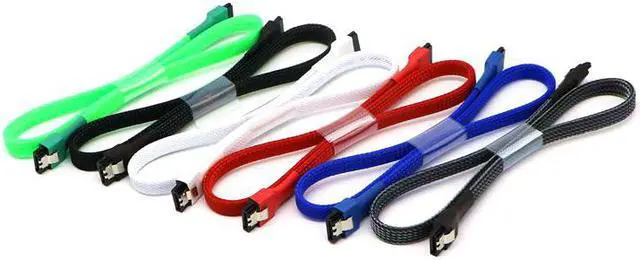 Main image of 1pcs 45cm / 60cm Red, Black, White, Blue, Green Sleeved SATA III 6Gbps 7Pin Straight to Straight Cable.