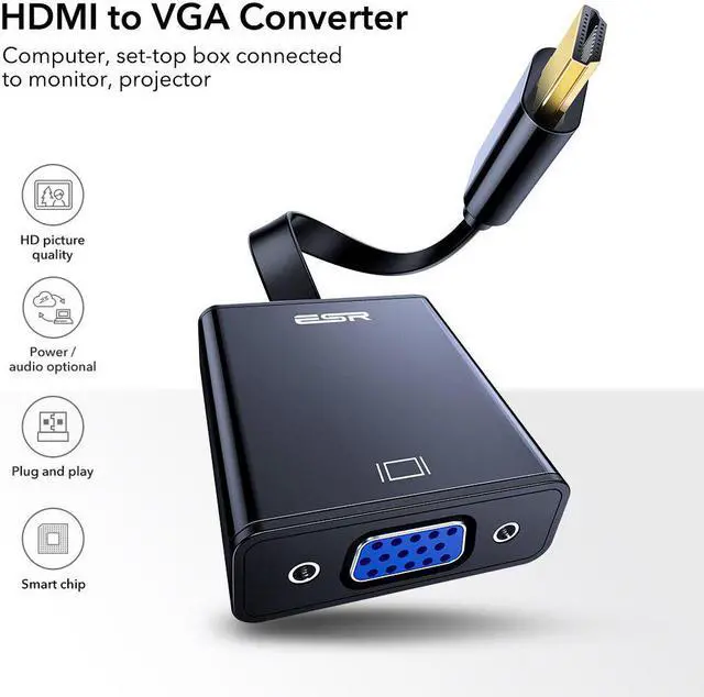 Alt view image 2 of 5 - HDMI TO VGA Adapter Audio Cable HDMI Splitter to VGA Converter Digital HD 1080P HDMI Cable Adapter to Xbox PS4 PC Laptop TV
