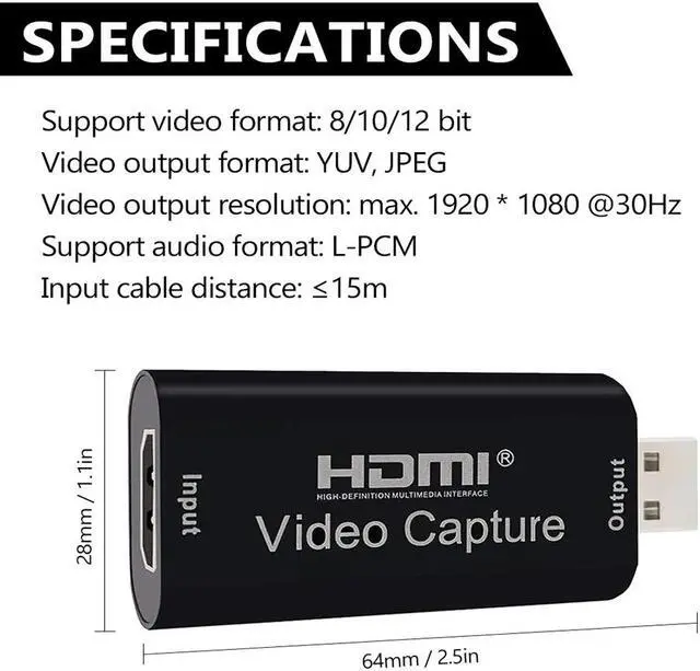 Alt view image 2 of 5 - 1 PC Portable 4K60HZ 1080P Video Capture Card USB Video Grabber Record Card for Live Stream Broadcast Card Game Capture Card