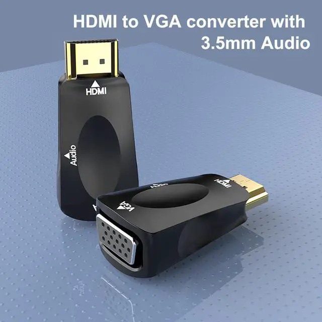 Alt view image 4 of 5 - HDMI to VGA Adapter HDMI Male to VGA Felame HD 1080P Audio Cable Converter With 3.5 Jack for PC/HDTV DVD Projector Laptop