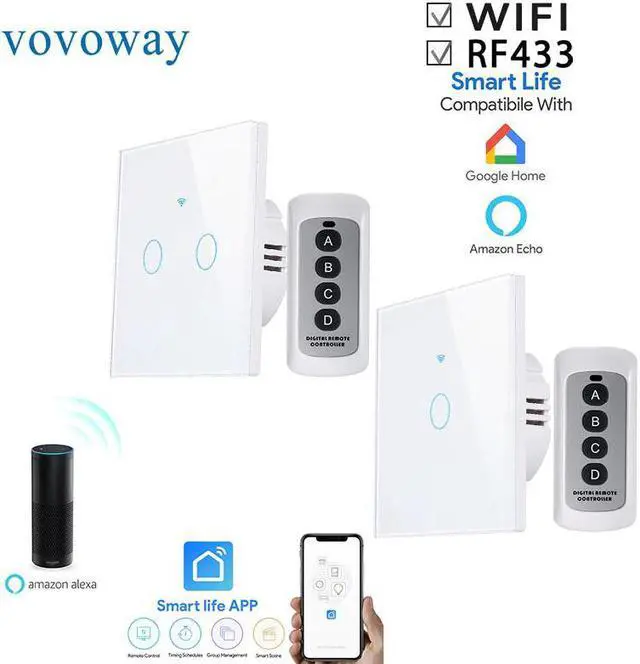 Main image of EU touch switch,light switch,WIFI network+mobile phone APP+RF wireless control function, 1gang2gang3gang AC110-V220V