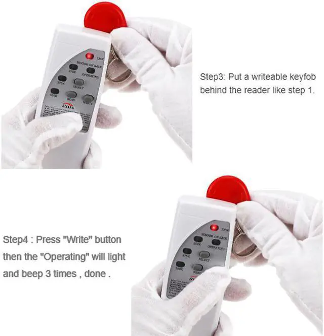 Alt view image 3 of 6 - Handheld Rfid Card Reader Writer 125KHz Copier Duplicator ID Tags Programmer With Light Indicator EM4305 T5577 Key Card Keyfob(5Keys and 5Cards)
