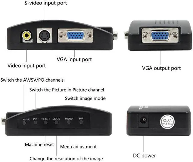 Alt view image 2 of 5 - to PC Composite RCA/S-Video to VGA Video Converter Box HD Video and Audio  Adapter Converter Wide Screen for DVD DVR VCR Moni