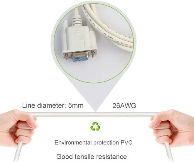 Alt view image 5 of 5 - 1.5m//5m RS232 DB9 9 Pin Female to Female Serial Port Cable Industrial Adapter Connector Extending Wire