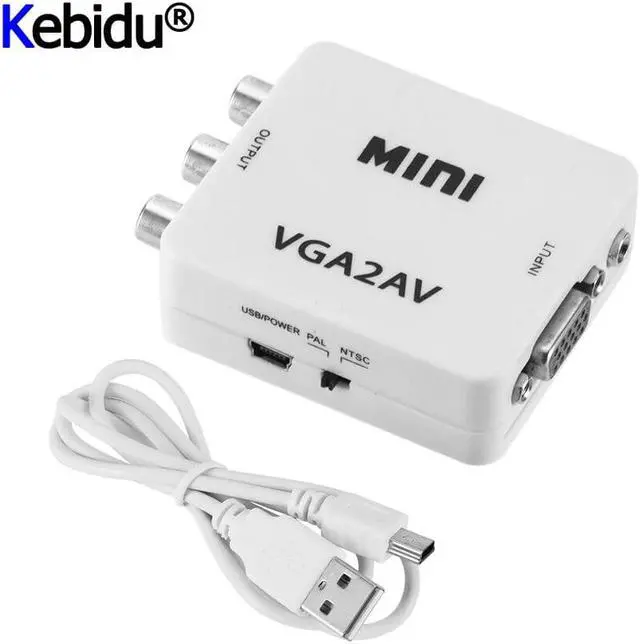 Main image of VGA To AV Mini Converter Adapter Support 1080P VGA2AV Converter PC To TV HD Computer To TV