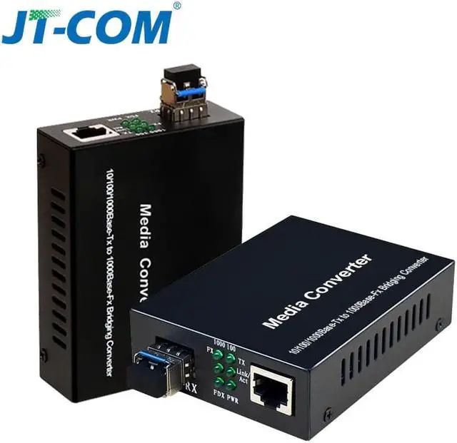 Alt view image 3 of 5 - Media Converter SFP Transceiver Module 5KM 1000Mbps Fast Ethernet RJ45 to Fiber Optic switch 2 port SC Single Mode